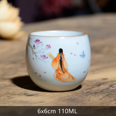 1vnt Retro rankų darbo porcelianinis kūgio arbatos puodelis Kinietiškas arbatos rinkinys Keraminis arbatos dubuo Kelioninis meditacijos puodelis Buitiniai nešiojamieji gėrimai