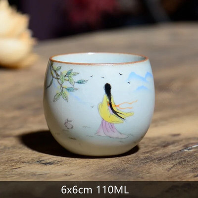 1vnt Retro rankų darbo porcelianinis kūgio arbatos puodelis Kinietiškas arbatos rinkinys Keraminis arbatos dubuo Kelioninis meditacijos puodelis Buitiniai nešiojamieji gėrimai