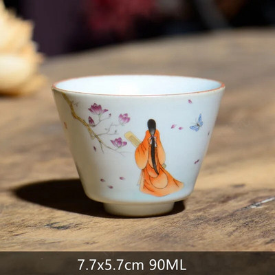 1vnt Retro rankų darbo porcelianinis kūgio arbatos puodelis Kinietiškas arbatos rinkinys Keraminis arbatos dubuo Kelioninis meditacijos puodelis Buitiniai nešiojamieji gėrimai