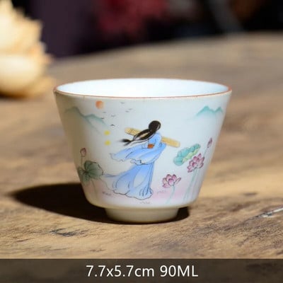 1vnt Retro rankų darbo porcelianinis kūgio arbatos puodelis Kinietiškas arbatos rinkinys Keraminis arbatos dubuo Kelioninis meditacijos puodelis Buitiniai nešiojamieji gėrimai