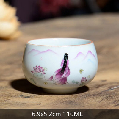 1vnt Retro rankų darbo porcelianinis kūgio arbatos puodelis Kinietiškas arbatos rinkinys Keraminis arbatos dubuo Kelioninis meditacijos puodelis Buitiniai nešiojamieji gėrimai