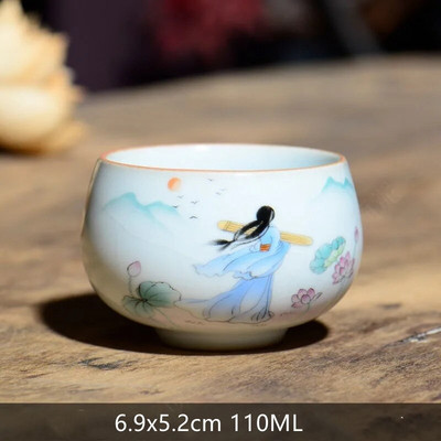 1vnt Retro rankų darbo porcelianinis kūgio arbatos puodelis Kinietiškas arbatos rinkinys Keraminis arbatos dubuo Kelioninis meditacijos puodelis Buitiniai nešiojamieji gėrimai
