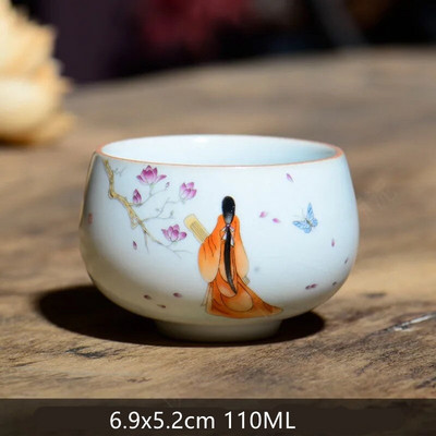 1vnt Retro rankų darbo porcelianinis kūgio arbatos puodelis Kinietiškas arbatos rinkinys Keraminis arbatos dubuo Kelioninis meditacijos puodelis Buitiniai nešiojamieji gėrimai