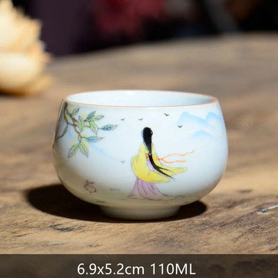 1vnt Retro rankų darbo porcelianinis kūgio arbatos puodelis Kinietiškas arbatos rinkinys Keraminis arbatos dubuo Kelioninis meditacijos puodelis Buitiniai nešiojamieji gėrimai