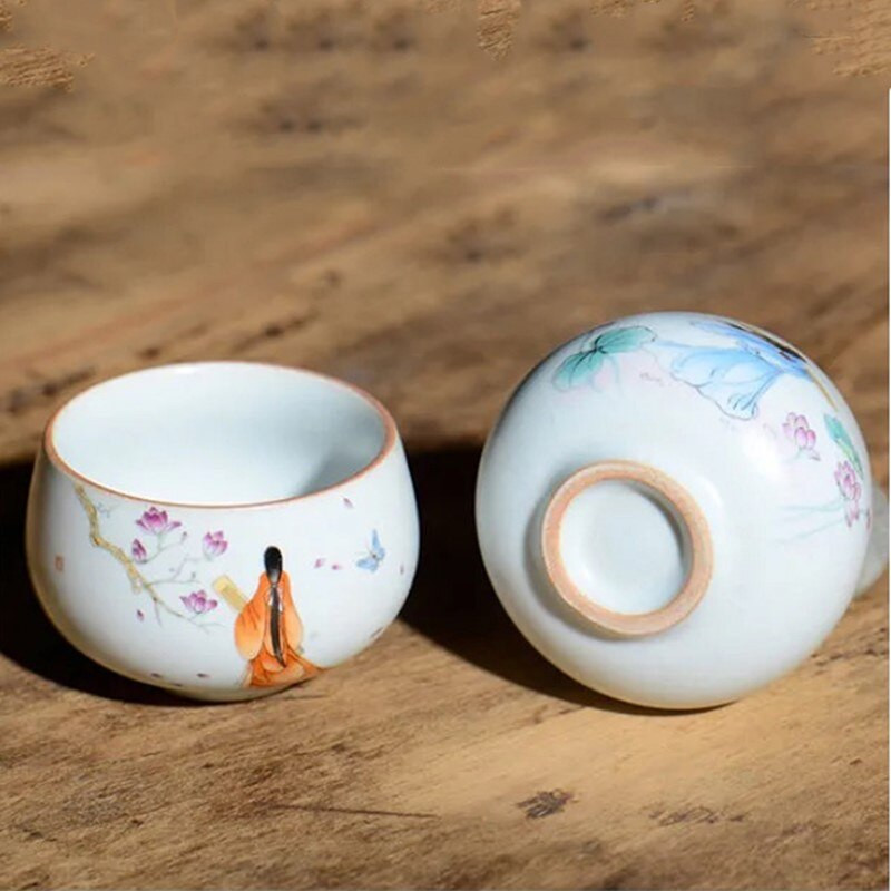 1vnt Retro rankų darbo porcelianinis kūgio arbatos puodelis Kinietiškas arbatos rinkinys Keraminis arbatos dubuo Kelioninis meditacijos puodelis Buitiniai nešiojamieji gėrimai