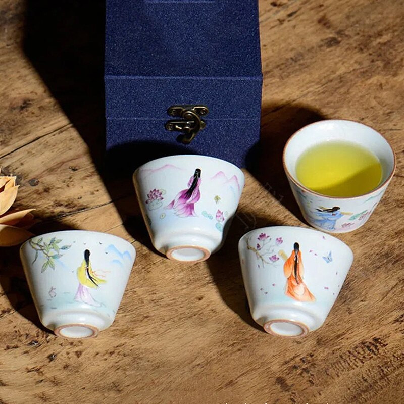 1vnt Retro rankų darbo porcelianinis kūgio arbatos puodelis Kinietiškas arbatos rinkinys Keraminis arbatos dubuo Kelioninis meditacijos puodelis Buitiniai nešiojamieji gėrimai