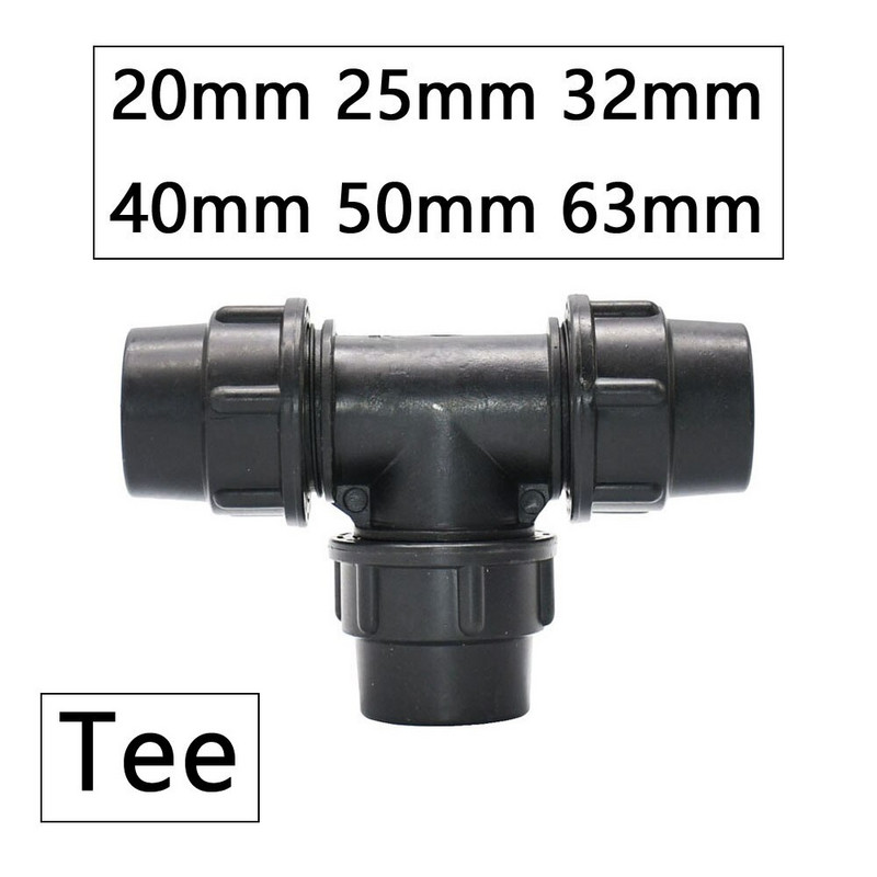 20/25/32/40/50/63mm PE Tub Robinet Despărțitor de apă Tee Cot Plug Cuplaj din plastic Conector rapid pentru supapă Fittins pentru țevi de irigare