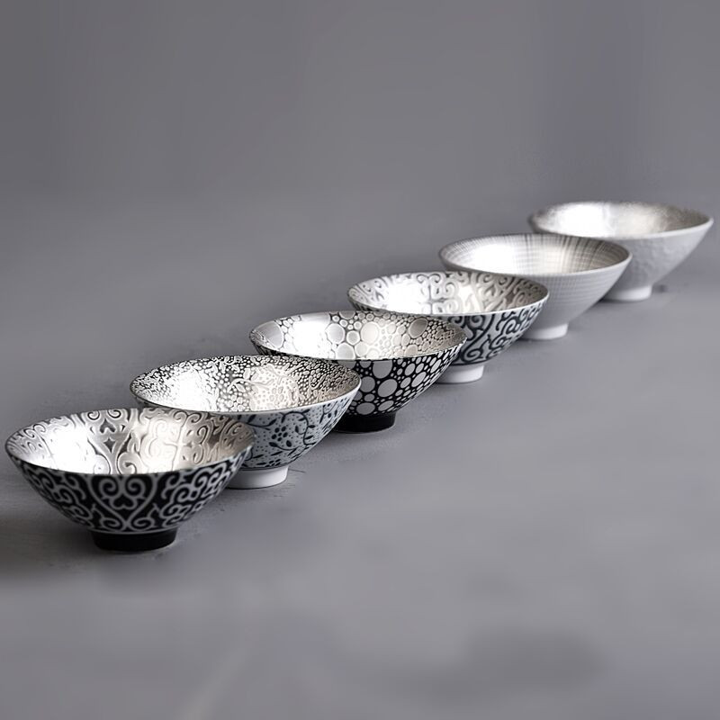 70 ml Creative 999 Sterling Silver Master Cup kerámia teáscsészék Irodai kis teástál háztartási, kézzel készített kínai kung fu italos edények
