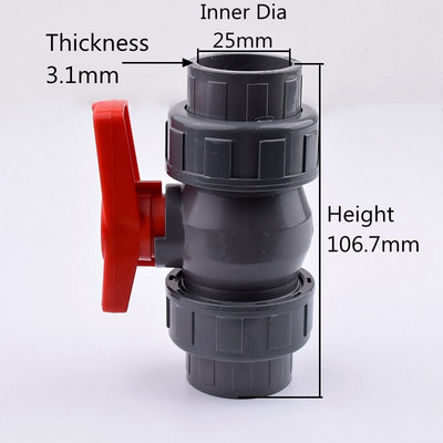 1 db 20/25/32/40/50mm PVC csőcsatlakozó szelep vízcső szerelvények gömbcsap kerti öntözővízcső csatlakozó akváriumi adapter