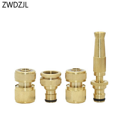 Conector de oprire rapidă de apă din alamă de 1/2 inch Kit pistol de apă pentru spălătorie auto G1/2 G3/4 Conector de cupru pentru furtun de grădină 1 set