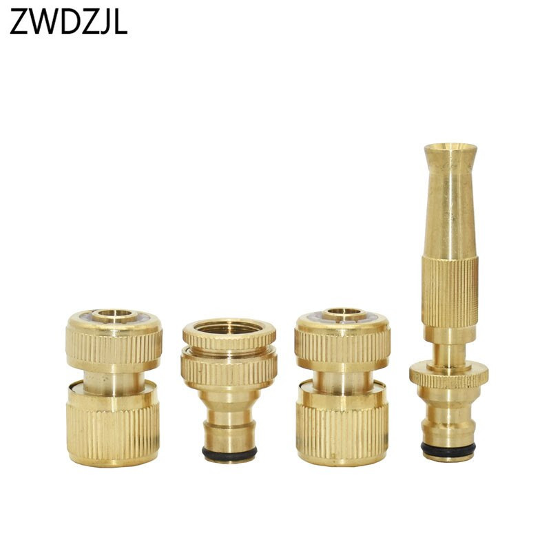 Conector de oprire rapidă de apă din alamă de 1/2 inch Kit pistol de apă pentru spălătorie auto G1/2 G3/4 Conector de cupru pentru furtun de grădină 1 set