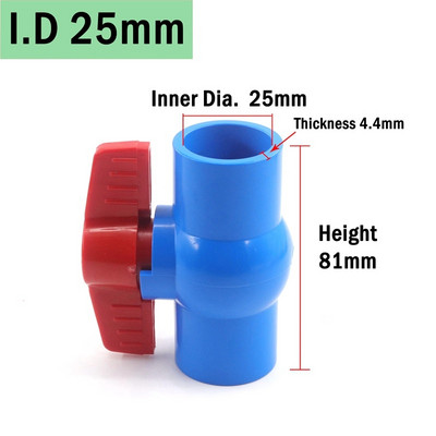 1 vnt 20 ~ 63 mm mėlynos spalvos lizdo sriegis PVC rutulinis vožtuvas sodo ūkio drėkinimo plastikinis vožtuvas akvariumo žuvų bako vamzdžio jungiklis