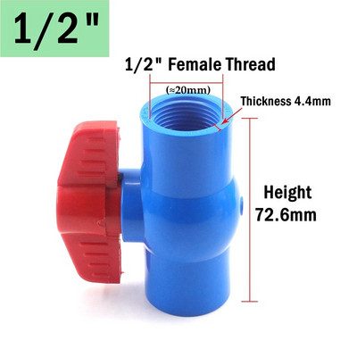 1 vnt 20 ~ 63 mm mėlynos spalvos lizdo sriegis PVC rutulinis vožtuvas sodo ūkio drėkinimo plastikinis vožtuvas akvariumo žuvų bako vamzdžio jungiklis