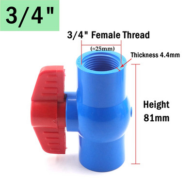 1 vnt 20 ~ 63 mm mėlynos spalvos lizdo sriegis PVC rutulinis vožtuvas sodo ūkio drėkinimo plastikinis vožtuvas akvariumo žuvų bako vamzdžio jungiklis
