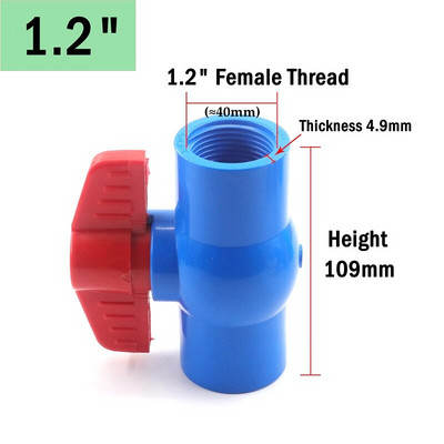 1 vnt 20 ~ 63 mm mėlynos spalvos lizdo sriegis PVC rutulinis vožtuvas sodo ūkio drėkinimo plastikinis vožtuvas akvariumo žuvų bako vamzdžio jungiklis