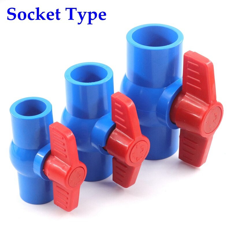 1 vnt 20 ~ 63 mm mėlynos spalvos lizdo sriegis PVC rutulinis vožtuvas sodo ūkio drėkinimo plastikinis vožtuvas akvariumo žuvų bako vamzdžio jungiklis