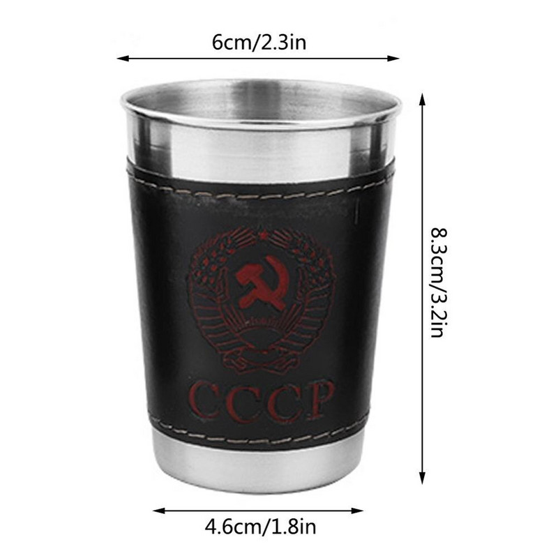 4Pcs 170ml Mini Cups Šalice od nehrđajućeg čelika koje se mogu slagati jedna na drugu, prijenosne šalice za vino, pivo, kavu, šalice za kampiranje na otvorenom, s kožnim omotom