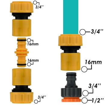 6 ΤΕΜ 3/4 1/2 ιντσών σωλήνα επισκευής σωλήνα κήπου Σύνδεση σωλήνων ταχείας σύνδεσης για στάγδην άρδευση Πότισμα Θερμοκήπιο