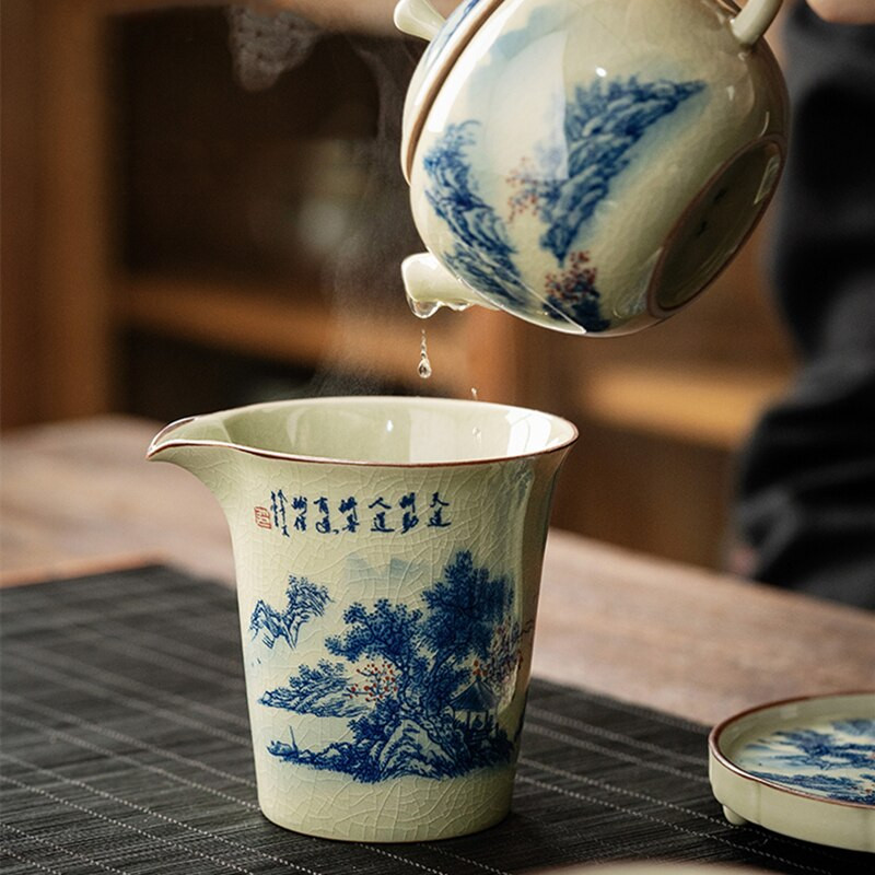 Táj kerámia nyitó kerámia vásár csésze kínai kung fu tea zen tea tengeri teáscsésze teás edény Kék tea szertartás edény