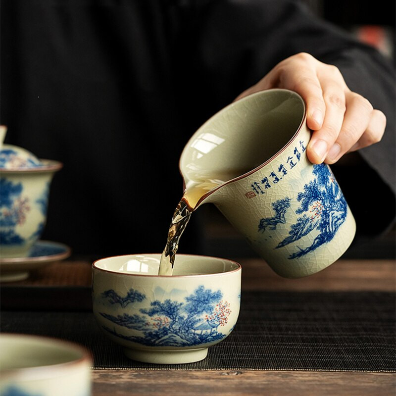 Táj kerámia nyitó kerámia vásár csésze kínai kung fu tea zen tea tengeri teáscsésze teás edény Kék tea szertartás edény