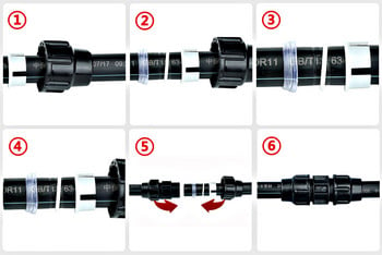 Μαύρο PE Quick Coupling Garden Άμεση σύνδεση Σύνδεση σωλήνα νερού Γεωργικό σύστημα άρδευσης Εξαρτήματα σωλήνων PE PVC 20~50mm