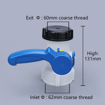 Πλαστική βαλβίδα πεταλούδας DN40 για IBC Tank Container 1000L Switch IBC Tank Adapter