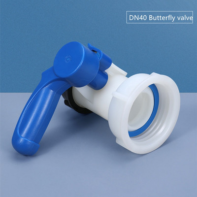 Műanyag DN40 pillangószelep IBC tartálytartályhoz, 1000 literes kapcsoló IBC tartályadapter
