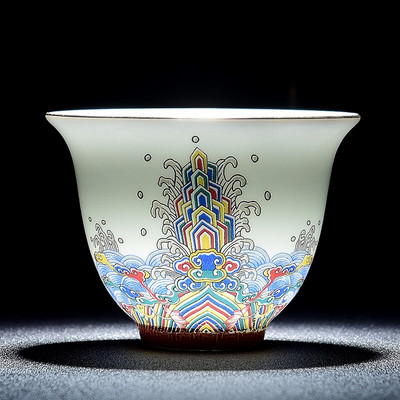 50 ml emalio porcelianinis kūgio arbatos puodelis Rankų darbo dažytas keramikinis arbatos dubuo Kelioninis meditacijos puodelis Nešiojamas kiniškos arbatos rinkinys