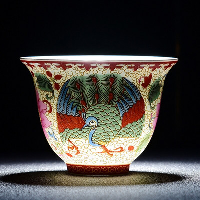 50 ml emalio porcelianinis kūgio arbatos puodelis Rankų darbo dažytas keramikinis arbatos dubuo Kelioninis meditacijos puodelis Nešiojamas kiniškos arbatos rinkinys