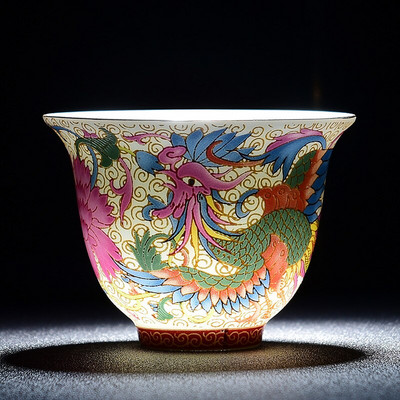 50 ml emalio porcelianinis kūgio arbatos puodelis Rankų darbo dažytas keramikinis arbatos dubuo Kelioninis meditacijos puodelis Nešiojamas kiniškos arbatos rinkinys