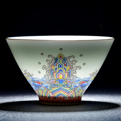 50 ml emalio porcelianinis kūgio arbatos puodelis Rankų darbo dažytas keramikinis arbatos dubuo Kelioninis meditacijos puodelis Nešiojamas kiniškos arbatos rinkinys