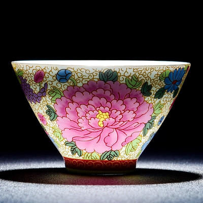 50 ml emalio porcelianinis kūgio arbatos puodelis Rankų darbo dažytas keramikinis arbatos dubuo Kelioninis meditacijos puodelis Nešiojamas kiniškos arbatos rinkinys