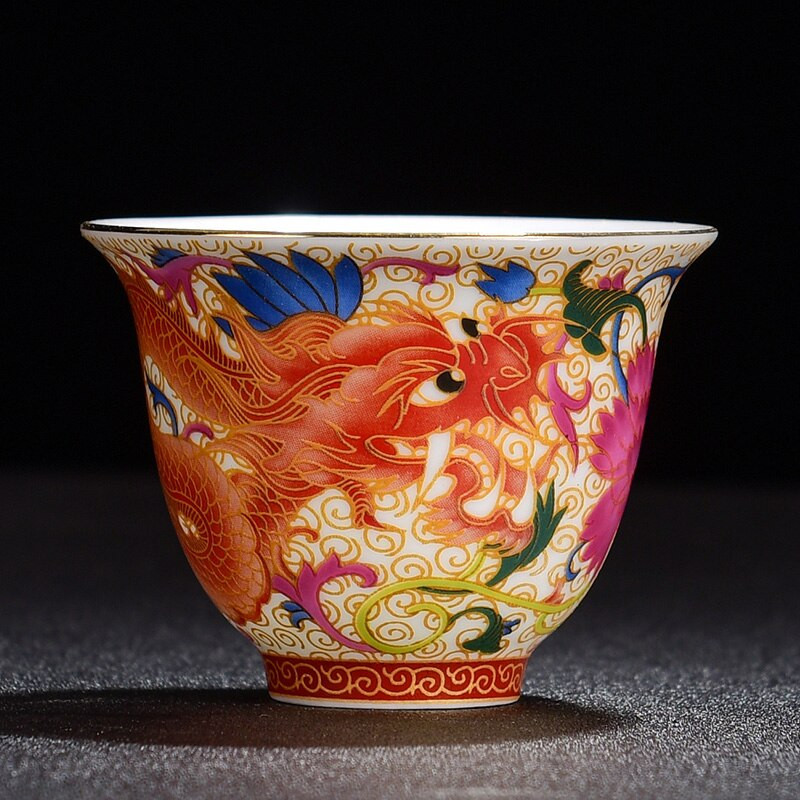 50 ml emalio porcelianinis kūgio arbatos puodelis Rankų darbo dažytas keramikinis arbatos dubuo Kelioninis meditacijos puodelis Nešiojamas kiniškos arbatos rinkinys