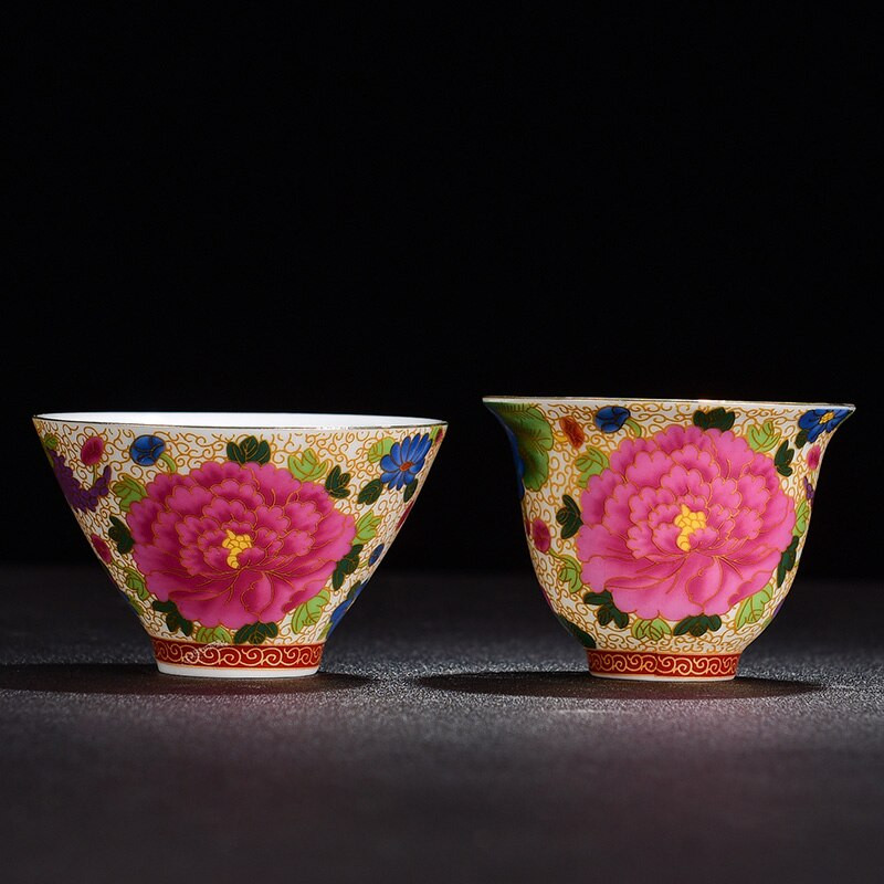 50 ml emalio porcelianinis kūgio arbatos puodelis Rankų darbo dažytas keramikinis arbatos dubuo Kelioninis meditacijos puodelis Nešiojamas kiniškos arbatos rinkinys