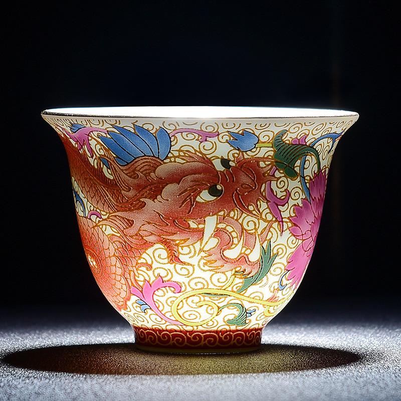 50 ml emalio porcelianinis kūgio arbatos puodelis Rankų darbo dažytas keramikinis arbatos dubuo Kelioninis meditacijos puodelis Nešiojamas kiniškos arbatos rinkinys