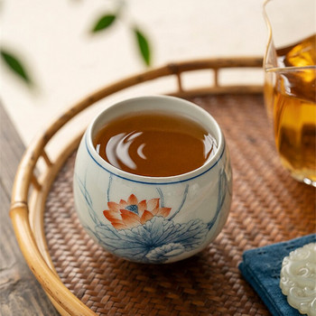 Αντίκα κινέζικο Lotus Vintage Φλιτζάνι Τσάι Κεραμικό Βαρέλι Φλιτζάνι καφέ Όμορφο φλιτζάνι τσαγιού Ένα φλιτζάνι τσάι