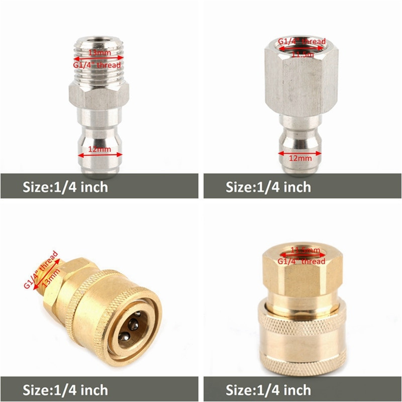 1 buc 1/4 "M14 M18 M22 alamă conector rapid de înaltă presiune Adaptor pistol de apă îmbinări pentru spălătorie auto Accesorii pentru irigarea grădinii