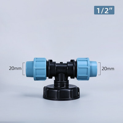 20/25/32 mm plastikinio PE vamzdelio trišakio jungtis vandens skirstytuvas IBC vandens bakas, sumažinantis trišakio vamzdžio T formos jungtys