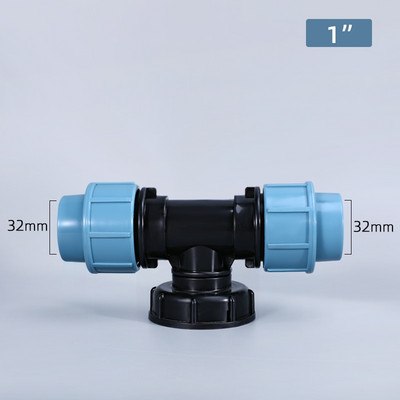 20/25/32 mm plastikinio PE vamzdelio trišakio jungtis vandens skirstytuvas IBC vandens bakas, sumažinantis trišakio vamzdžio T formos jungtys