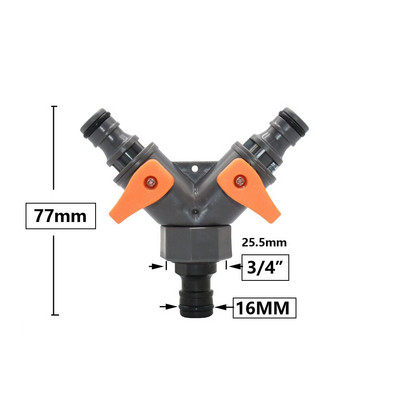 Robinet de grădină cu 2/4 căi Femeie 1/2 3/4 1 inch Filet Y Supapă de irigare Distribuitor de apă Furtun de grădină Conector rapid 5/8" 1 set