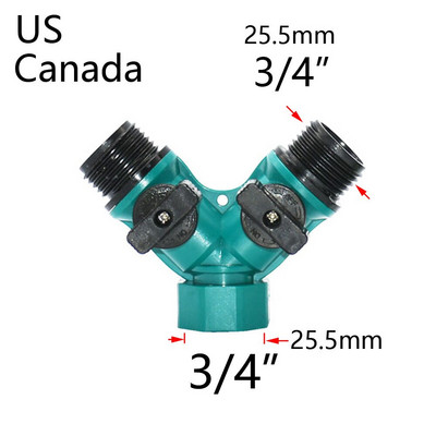 Robinet de grădină cu 2/4 căi Femeie 1/2 3/4 1 inch Filet Y Supapă de irigare Distribuitor de apă Furtun de grădină Conector rapid 5/8" 1 set