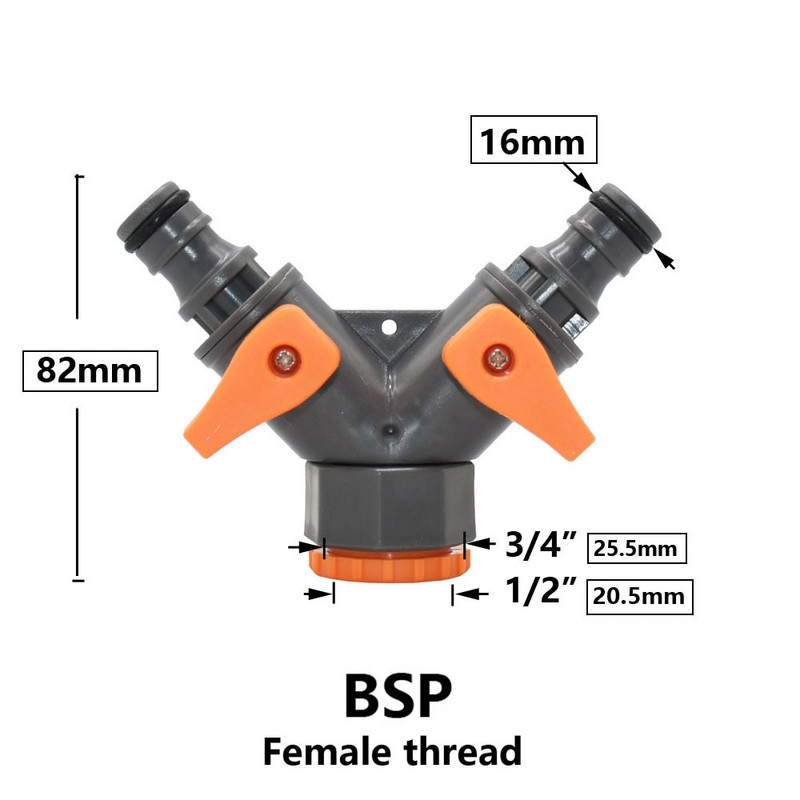 Robinet de grădină cu 2/4 căi Femeie 1/2 3/4 1 inch Filet Y Supapă de irigare Distribuitor de apă Furtun de grădină Conector rapid 5/8" 1 set
