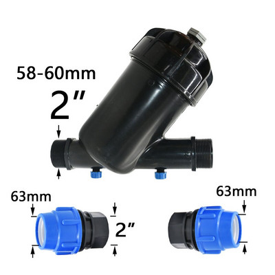 Farm öntöző fém hálószűrő szita 3/4 "1" 1,2" 1,5" 2" 120 hálós öntözőszűrő műanyag csővel, gyorscsatlakozóval