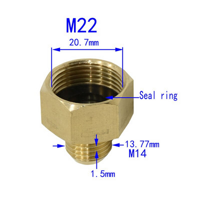 Mamă M22 la M14 Conector tată Adaptor din alamă Mașină de spălat cu presiune Racord de reducere Conector filetat Fitinguri pentru mașină de pulverizare 1 buc