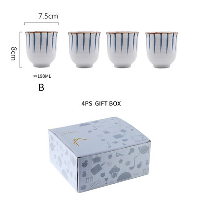 RUX 1-4db 190ml Japán stílusú kézzel rajzolt teás csésze Kerámia vizes csésze Konyha Italáru Étterem étkészlet nagykereskedés