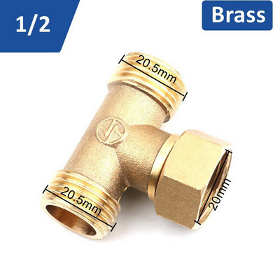1 db sárgaréz 1/2"-os menetes pólócsatlakozó réz kerti öntözőcsatlakozók vízcső cső háromutas csatlakozó