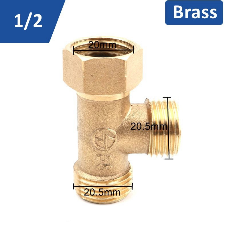 1 db sárgaréz 1/2"-os menetes pólócsatlakozó réz kerti öntözőcsatlakozók vízcső cső háromutas csatlakozó
