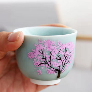 Ιαπωνικό φλιτζάνι μαγικό Sakura σε κρύο χρώμα που αλλάζει χρώμα φλιτζάνι τσαγιού Cherry Ceramic Kung Fu Single Cup Set Ειδικό δώρο για φίλους