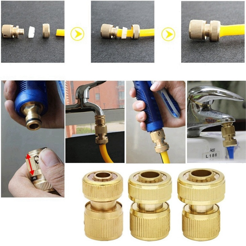 1db 1/2'' 5/8" 3/4" réz kerti víztömlő gyorscsatlakozók sárgaréz öntözőcső-adapter illesztések kerti vízcsatlakozó