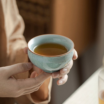 Κινεζικό χειροποίητο φλιτζάνι τσαγιού Ru Kiln από πορσελάνη Οικιακό φλυτζάνι τσαγιού με σπασμένο πάγο Κεραμικό Master Cup Frost Flower Personal Tea Bowl Teaware